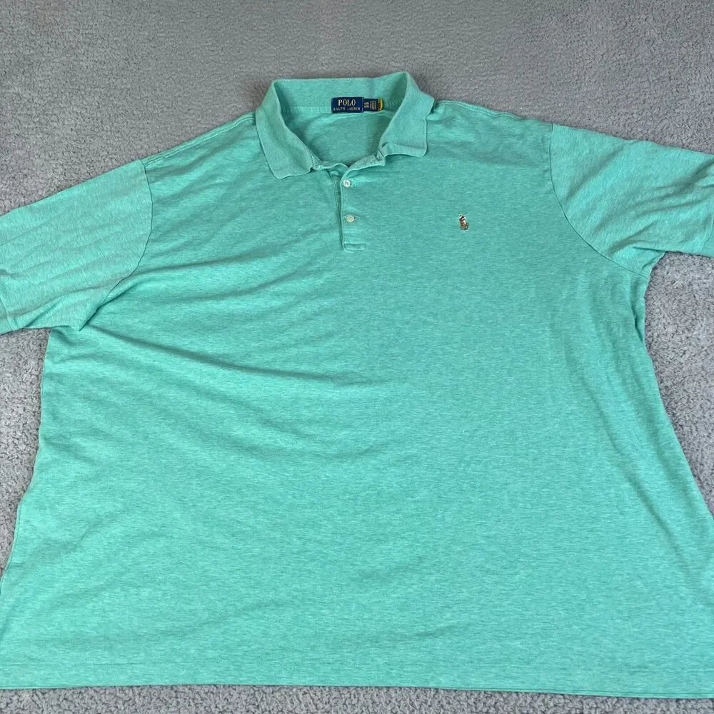 POLO RALPH LAUREN Shirt Mens 4XB Green Big & Tall Short Sleeve Flesh Pony Logo